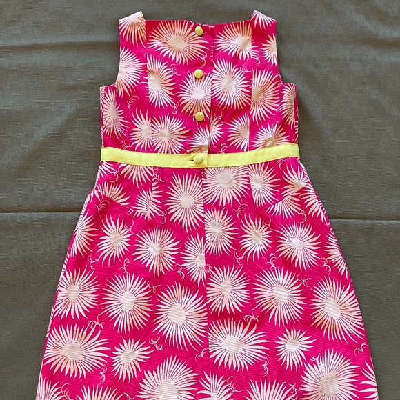Milly Minis Pink and Off White Dress with Neon Yellow Accents - Picture 2 of 5